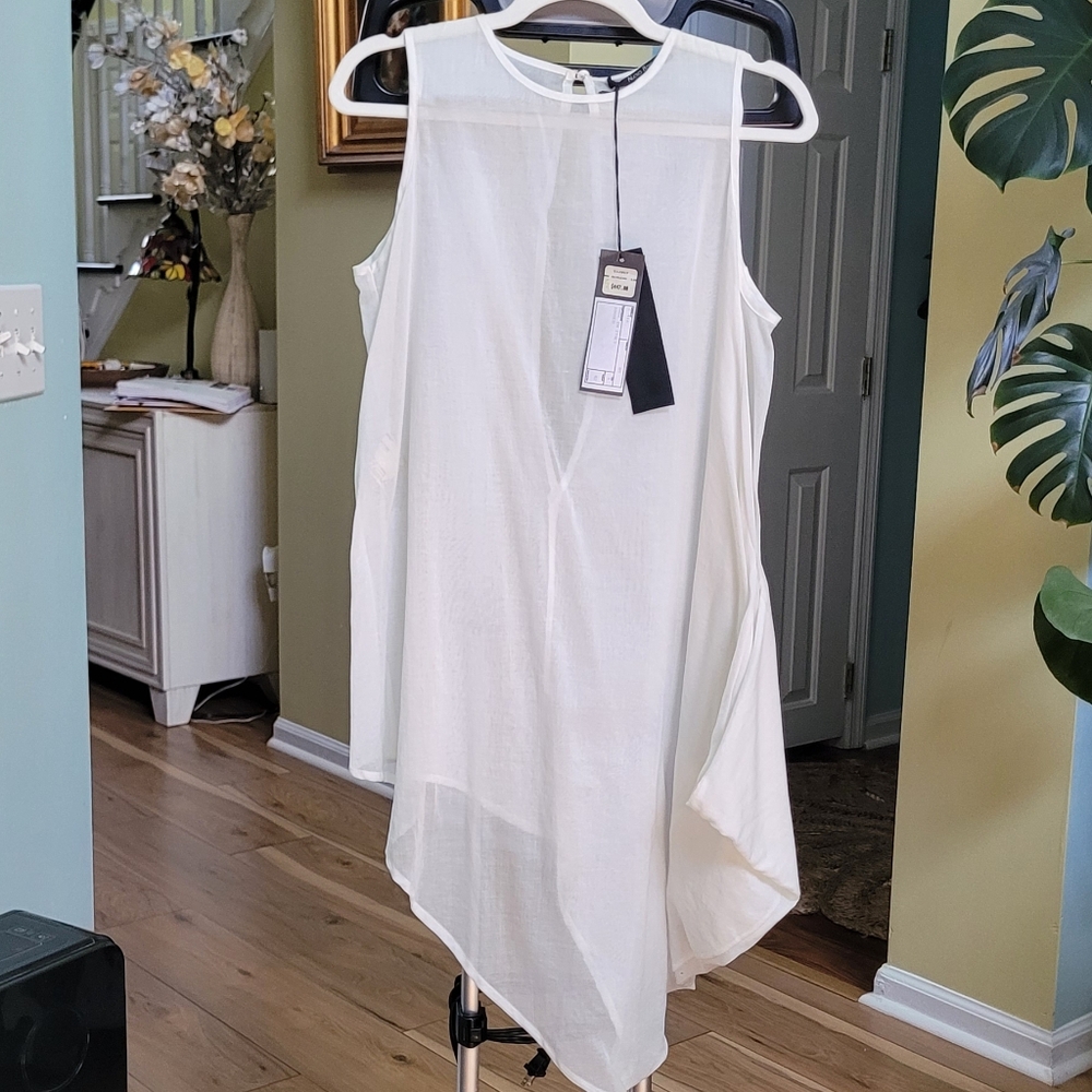 Nuovo Borgo Sheer Cotton Tunic Asymmetrical Hem Size 42